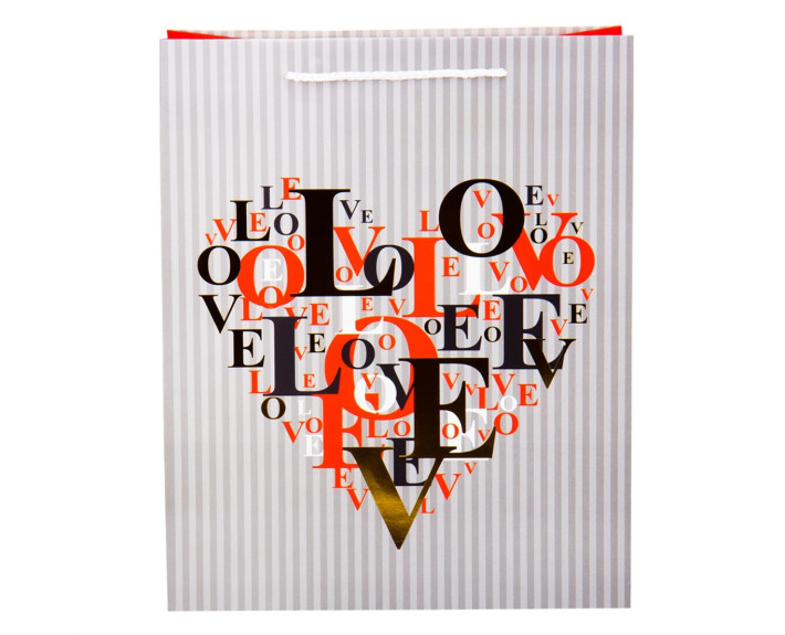 Подарочная бумажная сумка Love, 32*26*12 см