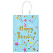 Подарочная бумажная сумка Happy Birthday, 21*15*8 см, розовая/белая/голубая