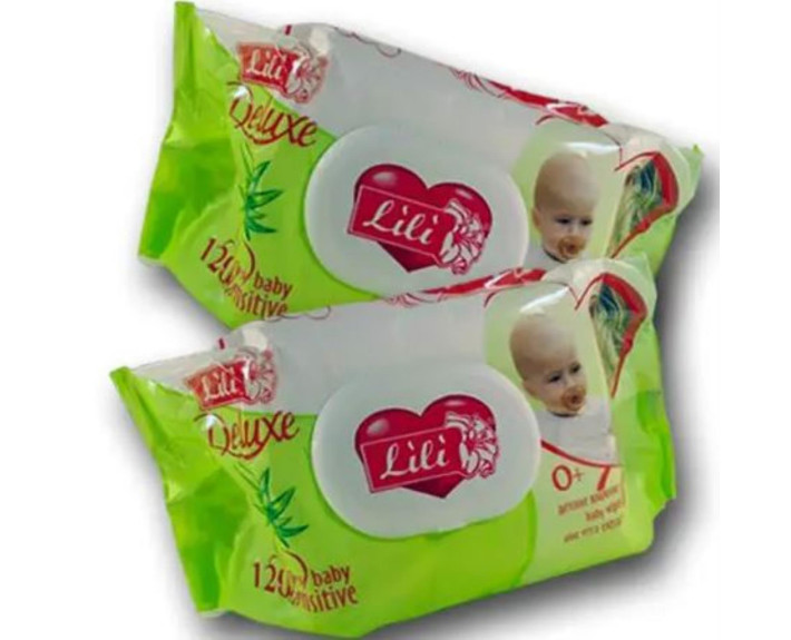 Серветки вологі ЛІЛІ DELUXE Дитячі з алое вера/з ромашкою, 120шт/уп, клапан