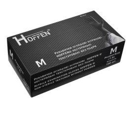 Рукавички нітрилові M 100шт/уп чорний  HOFFEN
