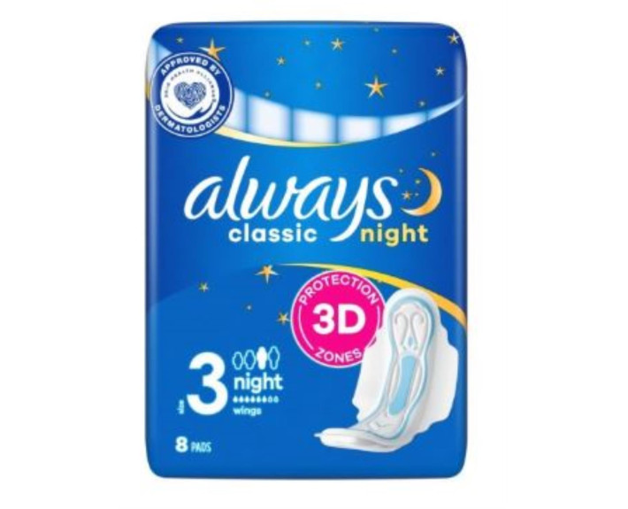 Прокладки гигиенические 8 шт., ALWAYS Classic Night Single