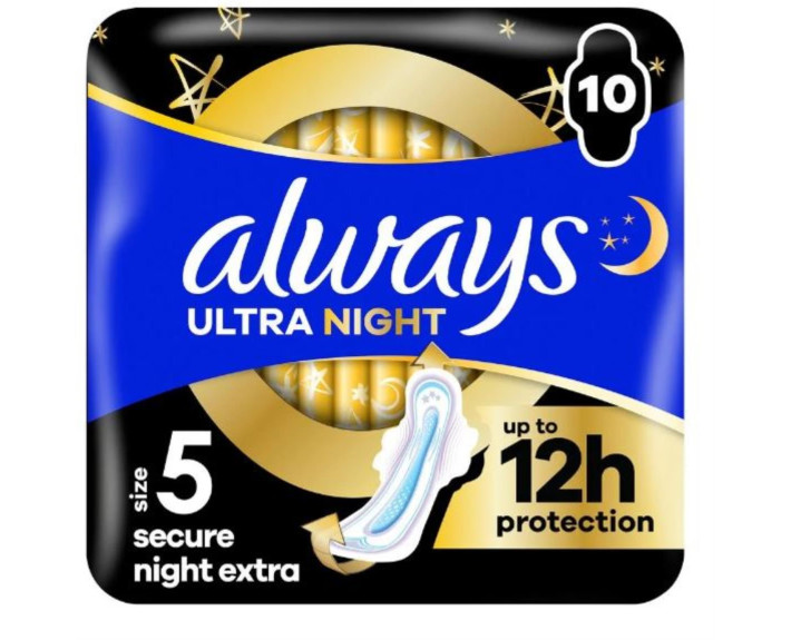 Прокладки гігієнічні ультратонкі ароматизовані 10 шт., ALWAYS Ultra Secure Night Extra Duo