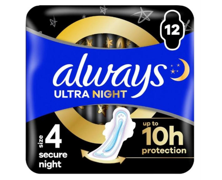 Прокладки гігієнічні ультратонкі ароматизовані 12 шт., ALWAYS Ultra Secure Night Duo