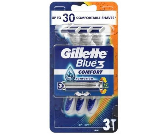 Бритви одноразові 3шт., ПрепакКор, Польща GILLETTE BLUE 3 Comfort