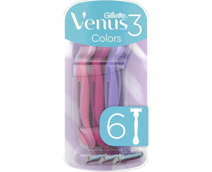 Бритви одноразові 6шт., Польща GILLETTE VENUS 3 Colors