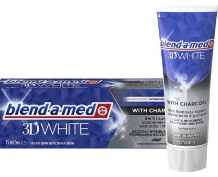 Зубна паста 3D White Luxe З деревним вугіллям 75 мл, BLEND A MED