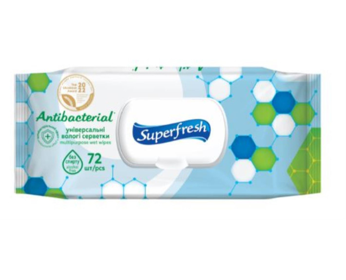 Серветки вологі дитячі антибактеріальні HOME 72шт  клапанSuper Fresh