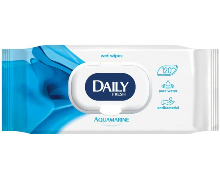Салфетки влажные универсальные с клапаном 120 шт DAILY FRESH