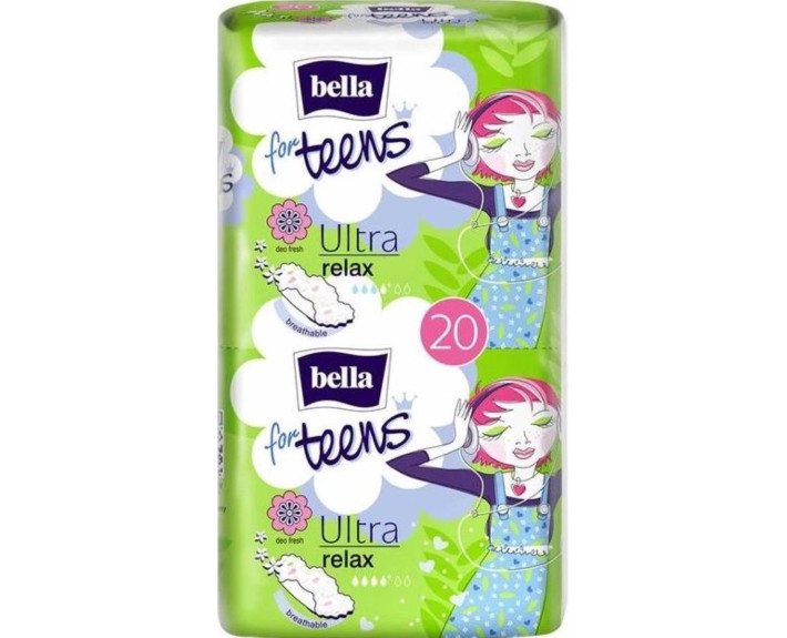 Гигиенические прокладки 20 шт., Bella for Teens Ultra Retax extra soft deo green