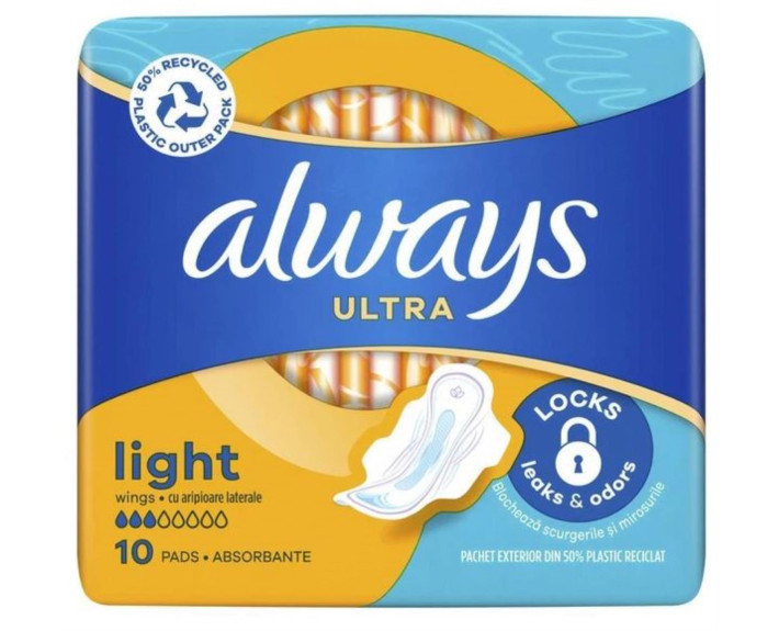 Прокладки гігієнічні ультратонкі ароматизовані 10 шт., ALWAYS Ultra Single Light