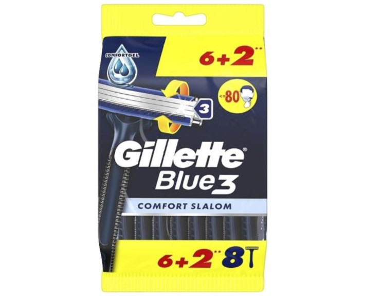 Бритвы одноразовые 6+2шт., Польша GILLETTE BLUE 3 Comfort Slalom