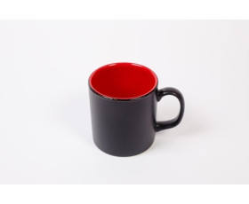 Чашка для чаю CYLINDRICAL PLATIN 10 см, KP200010F, мат.чорна/червона, кераміка, Туреччина