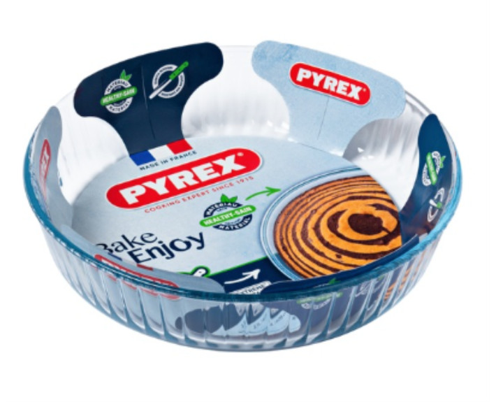 Форма скляна кругла 26см (2,1л) рифл вис борт PYREX B&E Франція