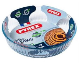 Форма скляна кругла  26см(2,1л) рифл вис борт.вклад, PYREX B&E Франція