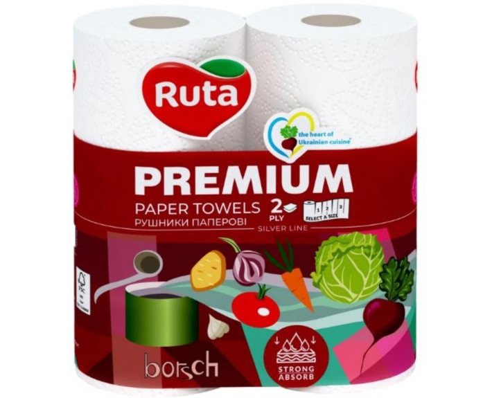 Рушники паперові Ruta Premium 2рул 2ш білі