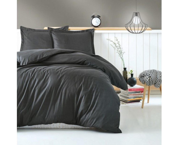 КПБ 2,0 ELEGANT (підк.200X220см, прост.240X260см, навол.2шт 50X70см), ANTRASIT, страйп-сатин, ТМ Cot