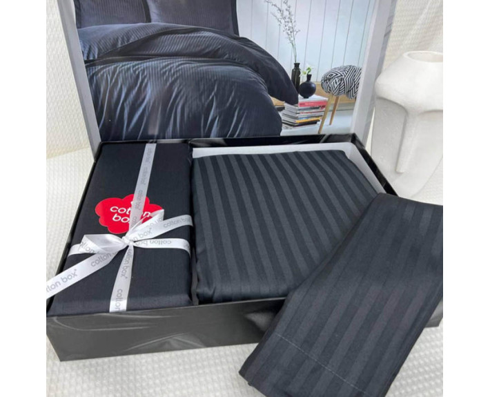 КПБ 2,0 ELEGANT (підк.200X220см, прост.240X260см, навол.2шт 50X70см), ANTRASIT, страйп-сатин, ТМ Cot