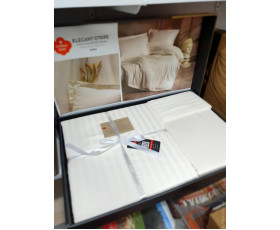 КПБ 2,0 ELEGANT (підк.200X220см, прост.240X260см, навол.2шт 50X70см), EKRU, страйп-сатин, ТМ Coton B