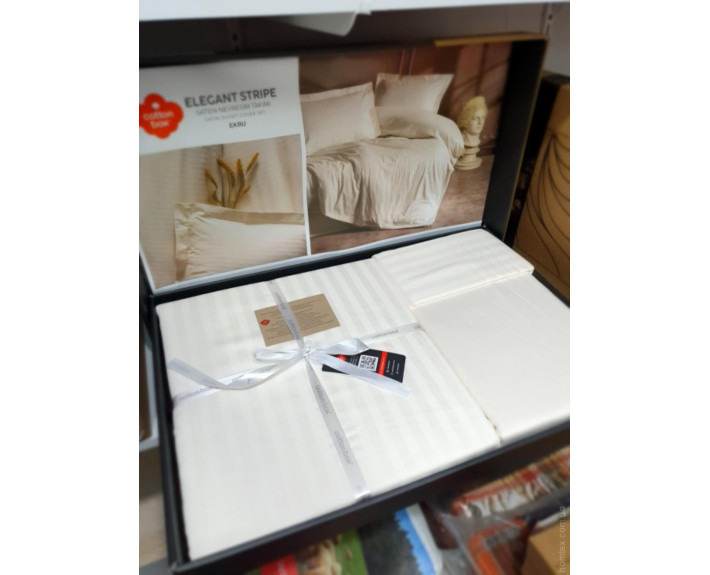 КПБ 2,0 ELEGANT (підк.200X220см, прост.240X260см, навол.2шт 50X70см), EKRU, страйп-сатин, ТМ Coton B