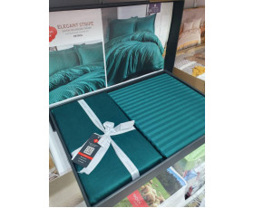 КПБ 2,0 ЭЛЕГАНТ (подк.200X220см, прост.240X260см, навол.2шт 50X70см), ПЕТРОЛЬ, страйп-сатин, ТМ Coton