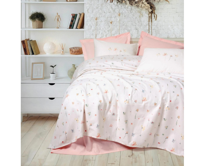 КПБ 1,5 SWEET (ковдра 160X230см, прост.180X240см, навол.1шт 50X70см), CALME PEMBE, піке, ТМ Coton Bo