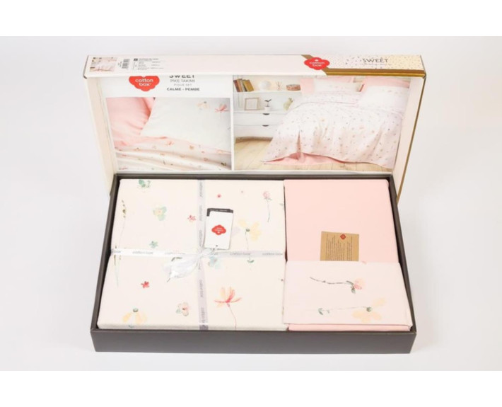 КПБ 1,5 SWEET (ковдра 160X230см, прост.180X240см, навол.1шт 50X70см), CALME PEMBE, піке, ТМ Coton Bo