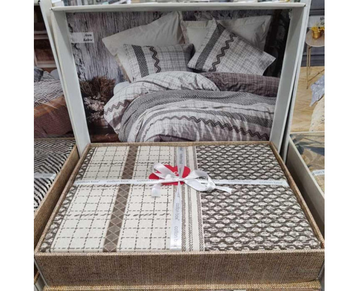 КПБ 2,0 ТОПРАК (підк.200X220см, прост.240X260см, навол.2шт 50X70см), АРЕН КАХВЕ, ранфорс, ТМ Coton B