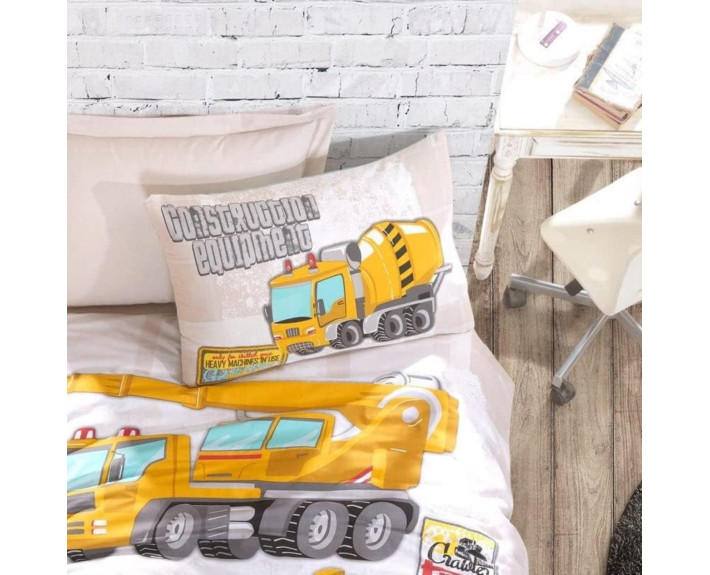 КПБ 1,5 JUNIOR (підк.160X220см, прост.180X240см, навол.1шт 50X70см), TRUCK TURKUAZ, ранфорс, Т