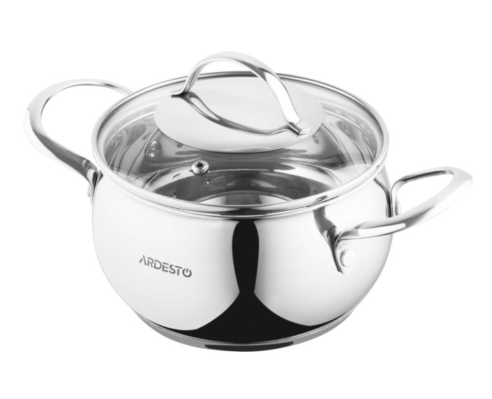 Каструля зі скляною кришкою Ardesto Gemini Liguria, 2.2л, нержавіюча сталь