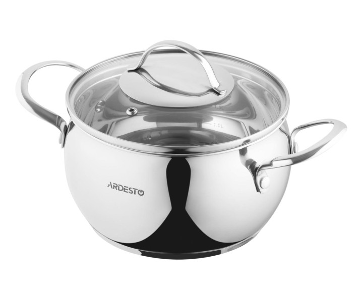 Каструля зі скляною кришкою Ardesto Gemini Liguria, 3л, нержавіюча сталь