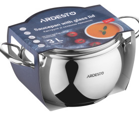 Каструля зі скляною кришкою Ardesto Gemini Liguria, 3л, нержавіюча сталь