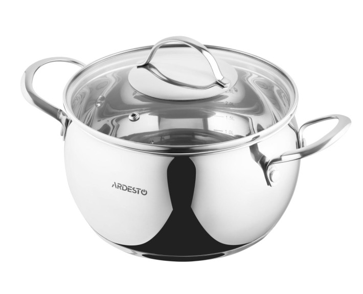 Каструля зі скляною кришкою Ardesto Gemini Liguria, 4л, нержавіюча сталь