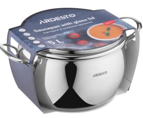 Каструля зі скляною кришкою Ardesto Gemini Liguria, 5л, нержавіюча сталь