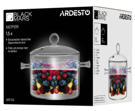 Каструля Ardesto Black Mars, 1.5л, боросилікатне скло