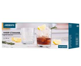 Набор стаканов для виски Ardesto Tempesta 325мл, 3шт, стекло, прозрачный