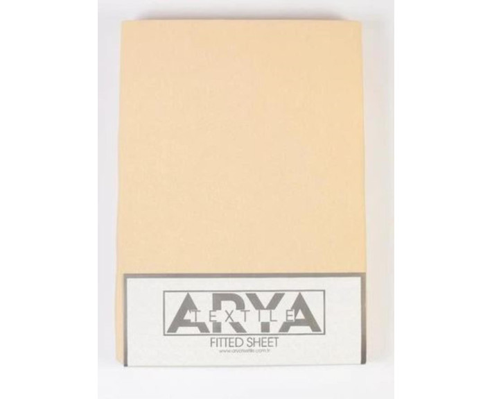 Простынь на резинке 180*200(+25)см, PR-92888, бежевый, трикотаж, ТМ Arya Home, Турция