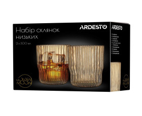 Набір склянок низьких Ardesto Golden Moon 300мл, 2шт, скло,золотистий