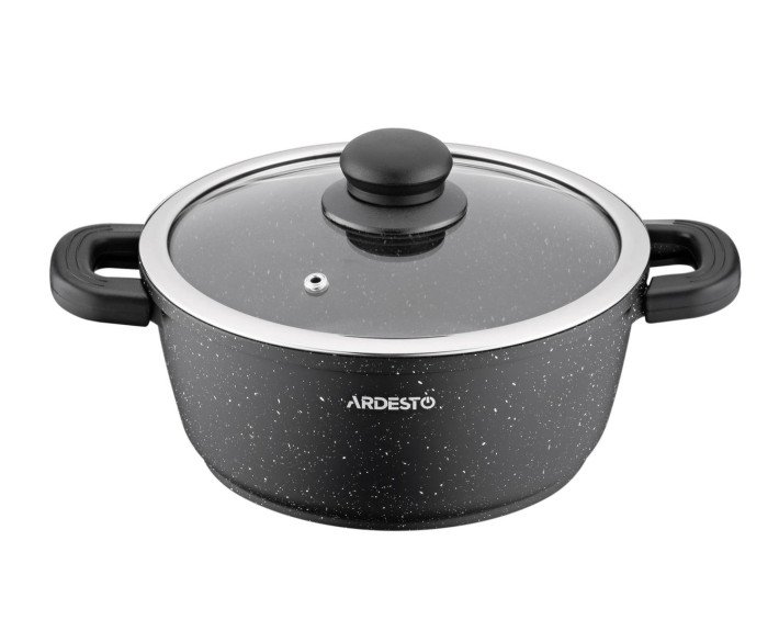 Каструля зі скляною кришкою Ardesto Gemini Anzio, 2.5л, алюміній, чорний