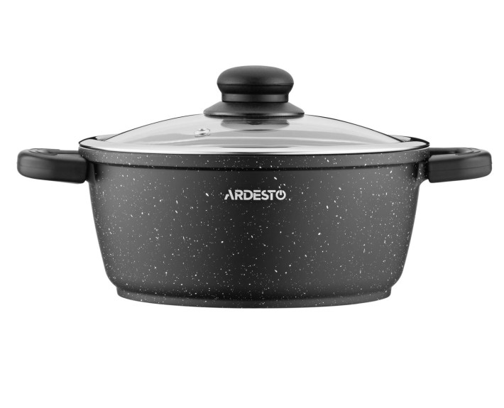 Каструля зі скляною кришкою Ardesto Gemini Anzio, 2.5л, алюміній, чорний