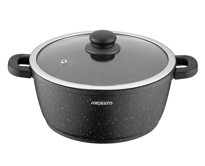 Кастрюля с стеклянной крышкой Ardesto Gemini Anzio, 4.4л, алюминий, черный
