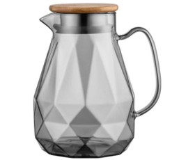 Глечик з кришкою Ardesto Graphite, 1500мл, боросилікатне скло, бамбук, нержавіюча сталь, сірий