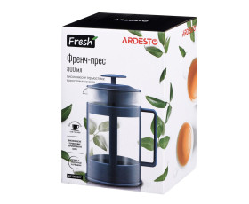 Френч-пресс Ardesto Fresh, 800мл, боросиликатное стекло, пластик, прозрачный, синий