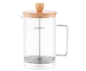 Френч-прес Ardesto Midori, 800мл, боросилікатне скло, бамбук, прозорий