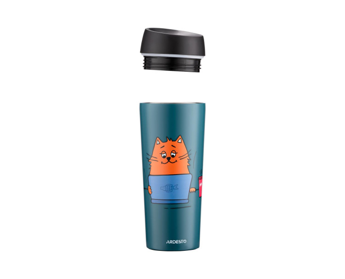 Термокухоль Ardesto Coffee time Red Cat, 450мл, нержавіюча сталь, синій