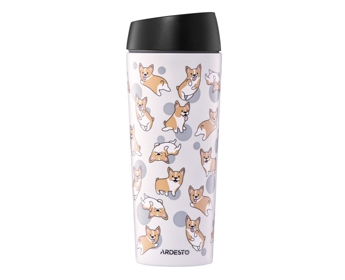 Термокухоль Ardesto Coffee Time Corgi 450мл, нержавіюча сталь, сірий
