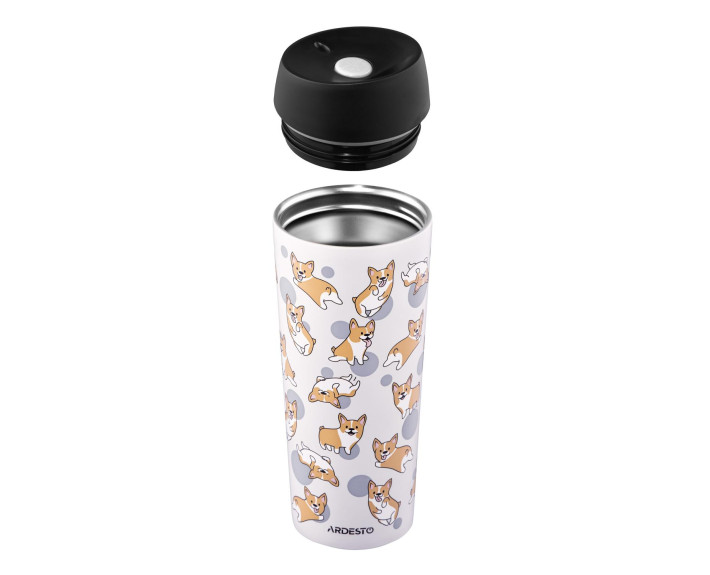 Термокухоль Ardesto Coffee Time Corgi 450мл, нержавіюча сталь, сірий