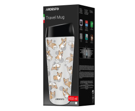 Термокухоль Ardesto Coffee Time Corgi 450мл, нержавіюча сталь, сірий