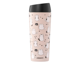 Термокухоль Ardesto Coffee Time Cats 450мл, нержавіюча сталь, коричневий