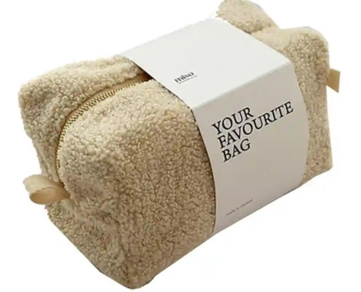 Косметичка TEDDY цвета бежевого среднего КВАДРАТ.