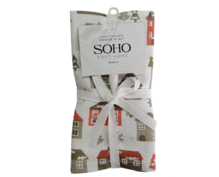 Набор полотенец 40*40 см хлопок 100% House 4 шт. SOHO